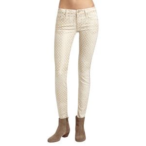 Mother Gold and White Coated The Looker Denim 27